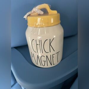 Rae Dunn Yellow and White "Chick Magnet" Canister